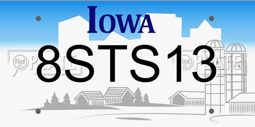8STS13 Iowa License Plate