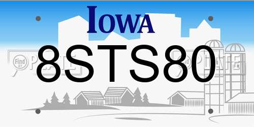 8STS80 Iowa License Plate