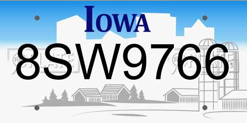 8SW9766 Iowa License Plate