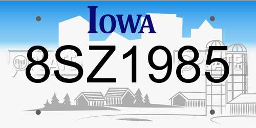 8SZ1985 Iowa License Plate