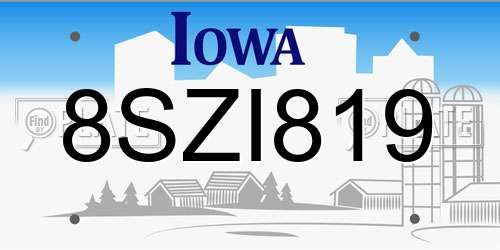 8SZI819 Iowa License Plate