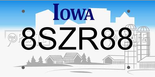 8SZR88 Iowa License Plate