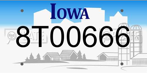 8T00666 Iowa License Plate