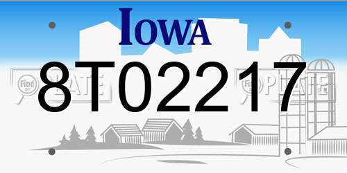 8T02217 Iowa License Plate