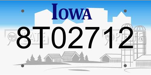 8T02712 Iowa License Plate