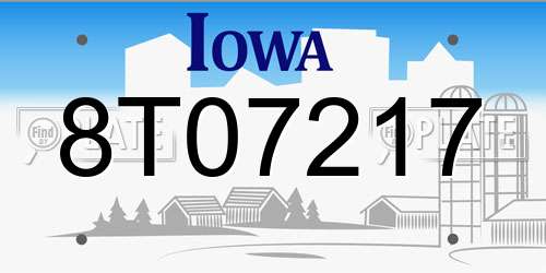 8T07217 Iowa License Plate