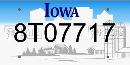 8T07717 Iowa License Plate