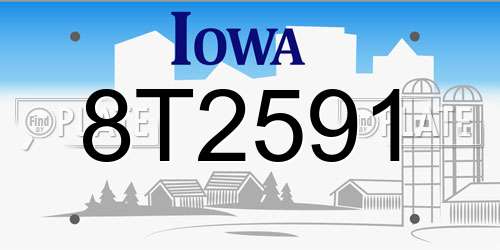 8T2591 Iowa License Plate