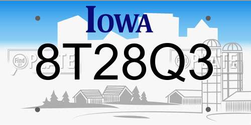 8T28Q3 Iowa License Plate