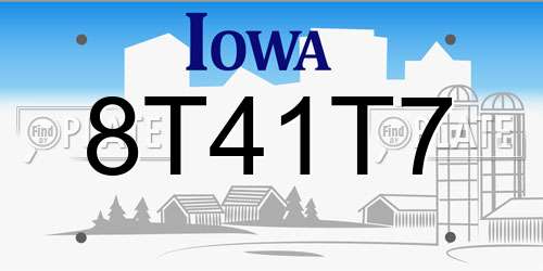 8T41T7 Iowa License Plate