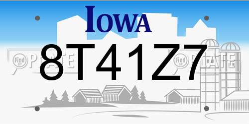 8T41Z7 Iowa License Plate