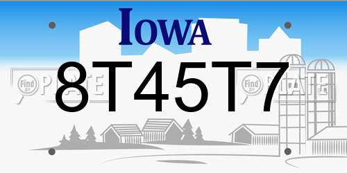 8T45T7 Iowa License Plate