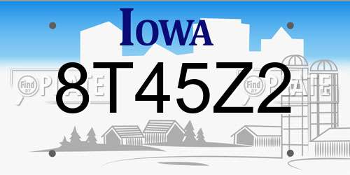 8T45Z2 Iowa License Plate