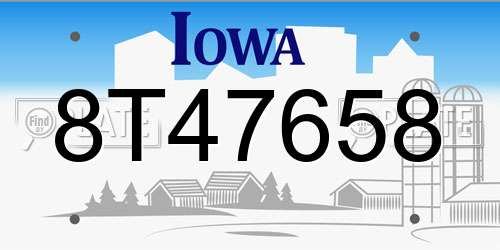 8T47658 Iowa License Plate