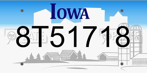 8T51718 Iowa License Plate