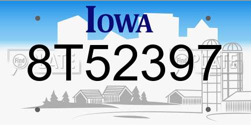 8T52397 Iowa License Plate