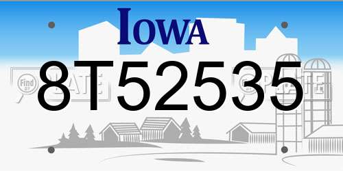 8T52535 Iowa License Plate