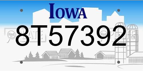 8T57392 Iowa License Plate