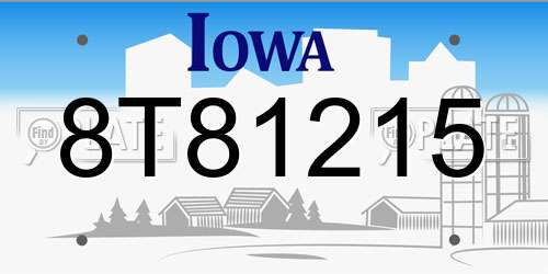 8T81215 Iowa License Plate