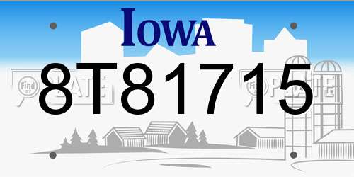 8T81715 Iowa License Plate