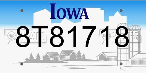 8T81718 Iowa License Plate