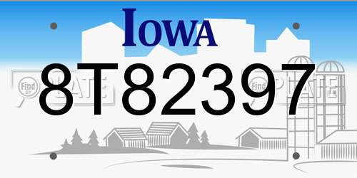 8T82397 Iowa License Plate