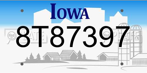 8T87397 Iowa License Plate