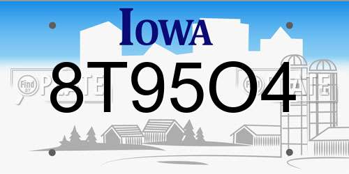 8T95O4 Iowa License Plate