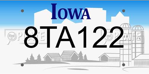 8TA122 Iowa License Plate