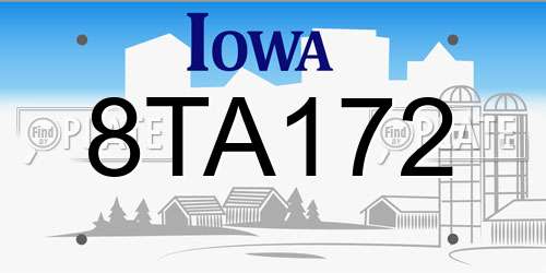8TA172 Iowa License Plate