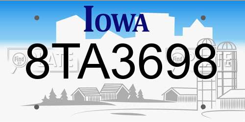 8TA3698 Iowa License Plate