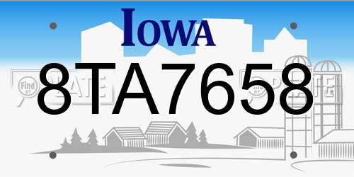 8TA7658 Iowa License Plate