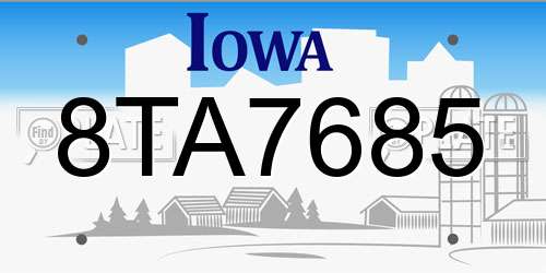 8TA7685 Iowa License Plate