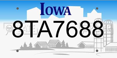 8TA7688 Iowa License Plate