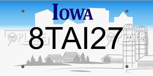 8TAI27 Iowa License Plate