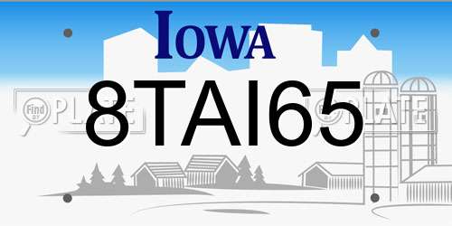 8TAI65 Iowa License Plate