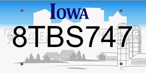 8TBS747 Iowa License Plate