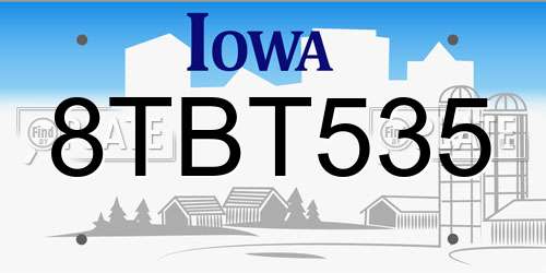 8TBT535 Iowa License Plate