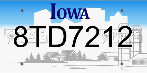 8TD7212 Iowa License Plate