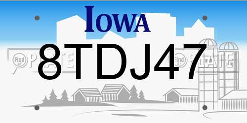 8TDJ47 Iowa License Plate