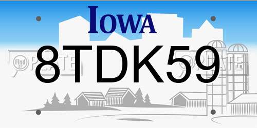 8TDK59 Iowa License Plate