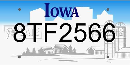 8TF2566 Iowa License Plate