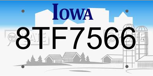 8TF7566 Iowa License Plate
