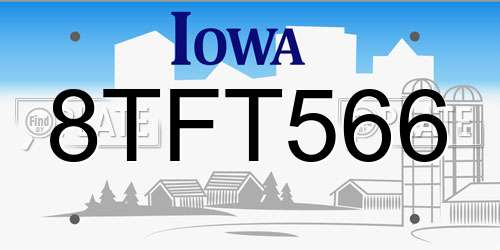 8TFT566 Iowa License Plate