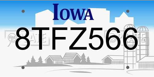 8TFZ566 Iowa License Plate