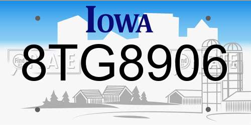8TG8906 Iowa License Plate
