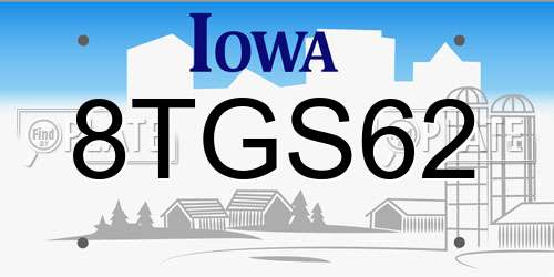 8TGS62 Iowa License Plate