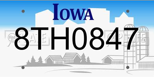 8TH0847 Iowa License Plate