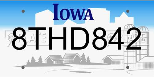 8THD842 Iowa License Plate