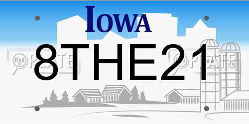 8THE21 Iowa License Plate